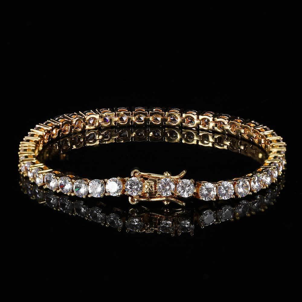 Tennis Chain Zircon Bracelet Copper Plated 18K Gold Hip Hop Jewelry for Men | Caratix Jewelry - CaratixJewelry