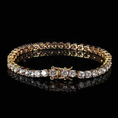 Tennis Chain Zircon Bracelet Copper Plated 18K Gold Hip Hop Jewelry for Men | Caratix Jewelry - CaratixJewelry