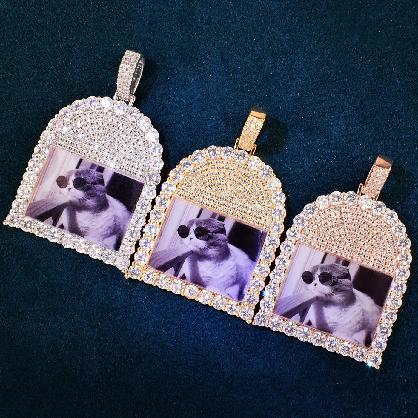 Custom Photo Pendant Necklace | Solid CZ Iced Out Hip Hop DIY Picture Jewelry - CaratixJewelry