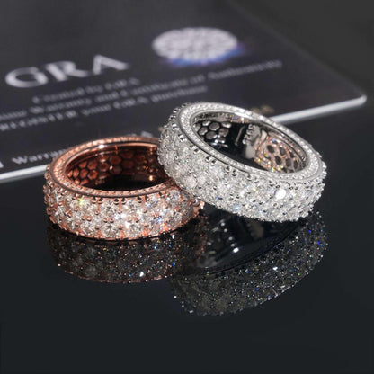 D-Color VVS Moissanite Band Ring | S925 Silver Unisex Iced Out Fashion Jewelry - CaratixJewelry
