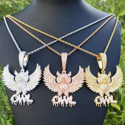 Vintage Eagle Spirit Pendant | Men's Retro Punk Necklace | Distressed Real Copper Hawk Charm - CaratixJewelry