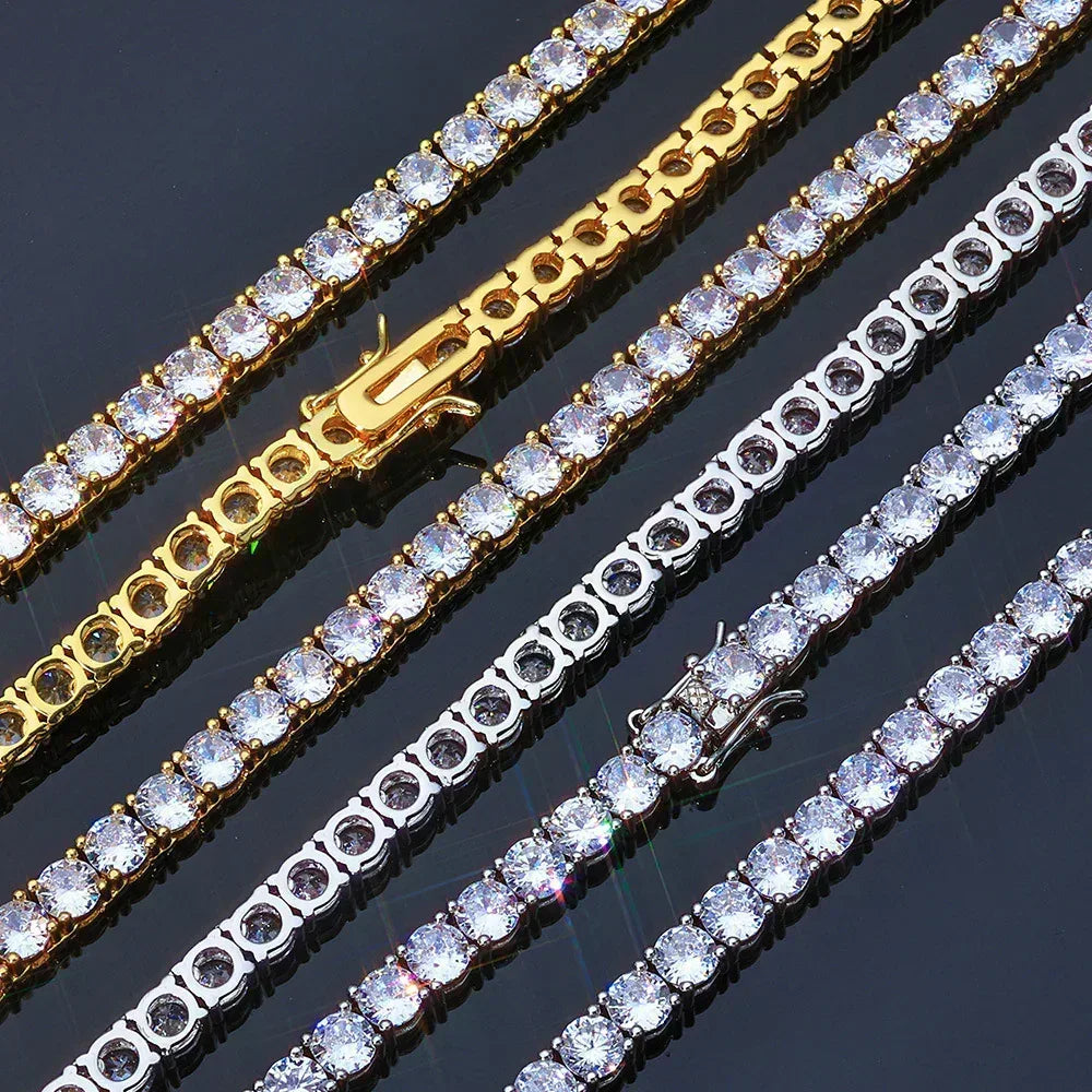 5mm Moissanite Tennis Chain Necklace for Women – S925 Sterling Silver Luxury Hip Hop Jewelry - CaratixJewelry