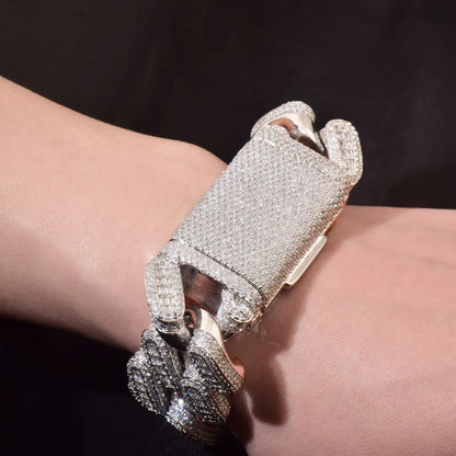 28mm Iced Out T-Shape Cuban Chain Necklace Heavy Style Unisex | Caratix Jewelry - CaratixJewelry