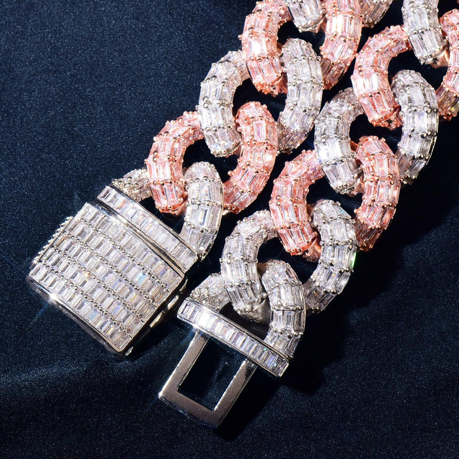 21mm Iced Out Step Cut Cuban Chain Necklace with Copper & Zircon - CaratixJewelry