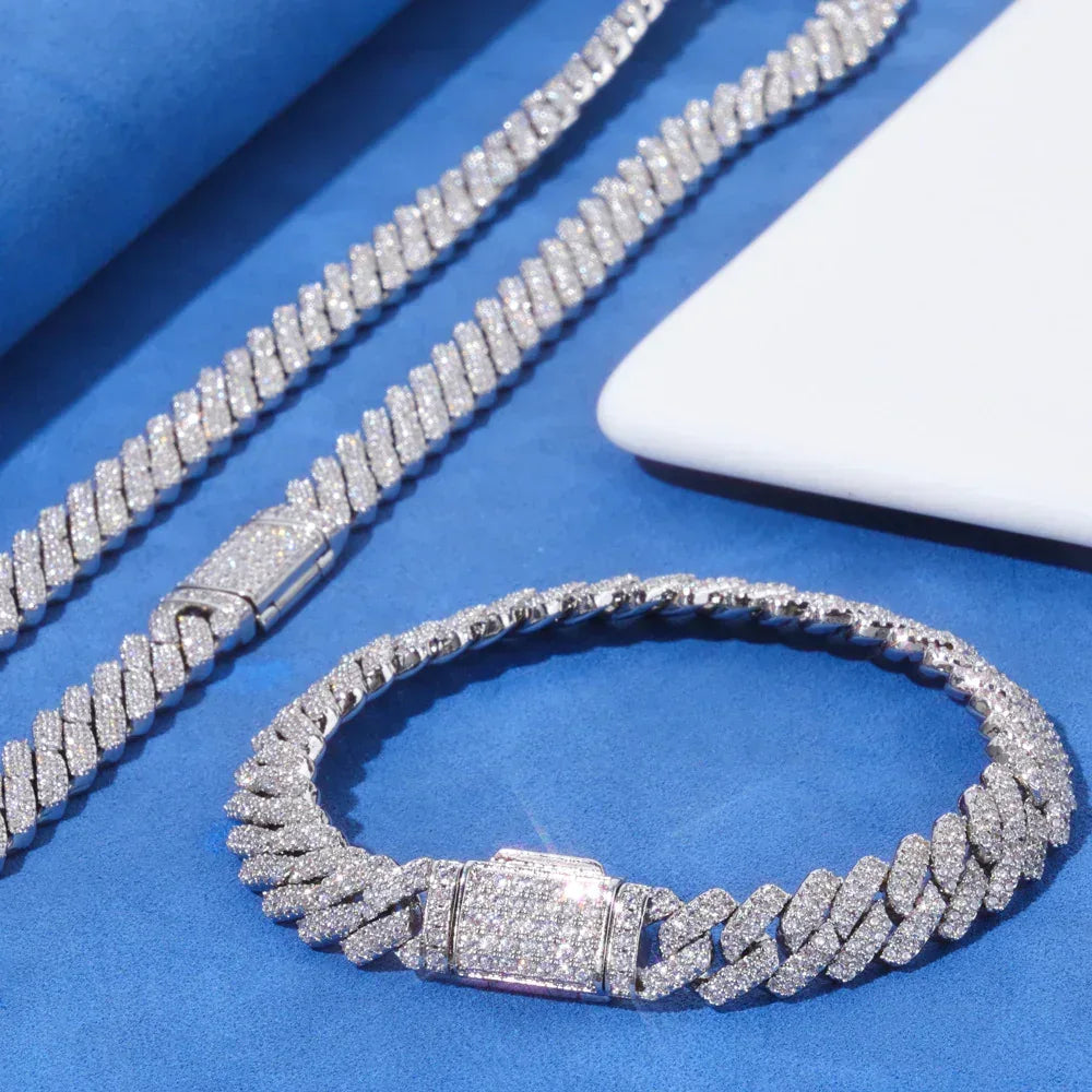 Custom 8mm Rhombus Double-Row Cuban Bracelet - CaratixJewelry