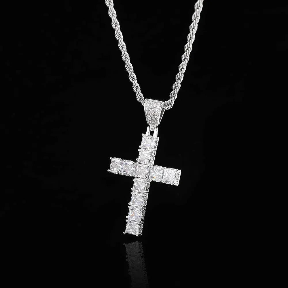 Custom Full Cross Pendant Necklace with Zircon Stones for Men | Caratix Jewelry - CaratixJewelry