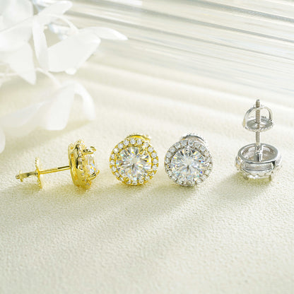 6.5mm 1ct Moissanite Stud Earrings S925 Silver | D Color VVS1 Diamond Tester | Caratix