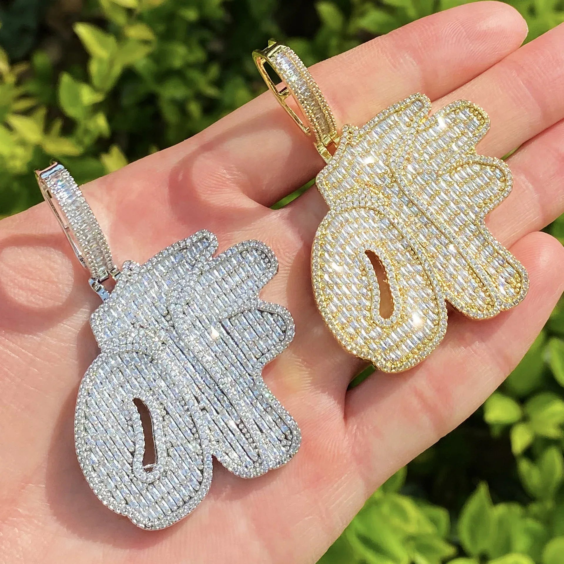 Iced Out "OTF" Letter Pendant for Women | Ladies Real Copper CZ Necklace - CaratixJewelry
