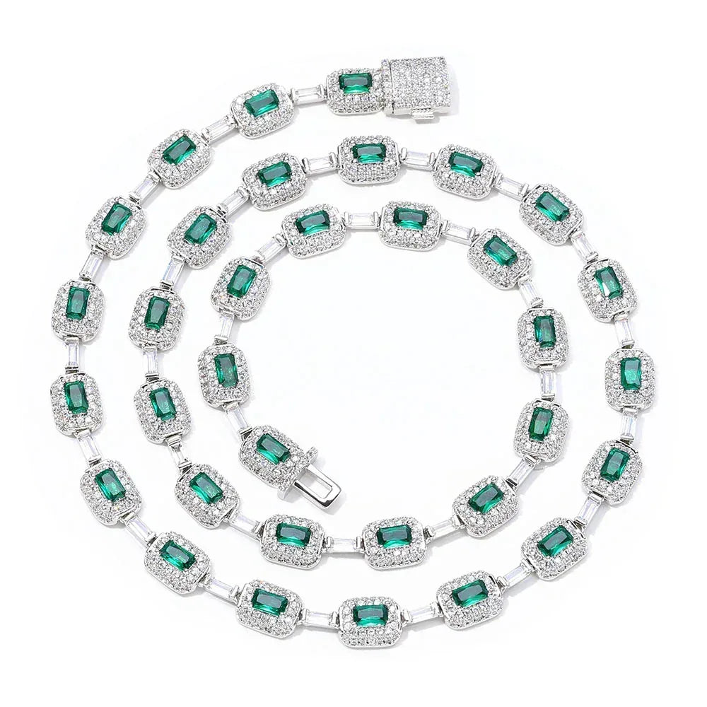 Moissanite Colorful Gemstone Necklace – S925 Sterling Silver Custom Luxury Hip Hop Jewelry - CaratixJewelry