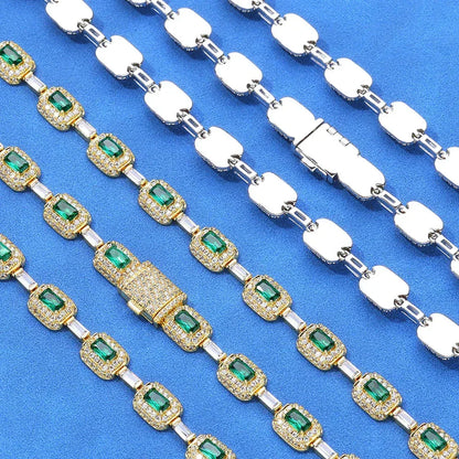 Moissanite Colorful Gemstone Necklace – S925 Sterling Silver Custom Luxury Hip Hop Jewelry - CaratixJewelry