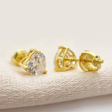 S925 Sterling Silver Heart Moissanite Studs | Romantic Heart Cut Earring | Caratix