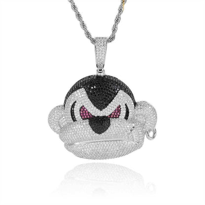 Street Gorilla Pendant Necklace with Copper Frame and Zircon Stones, Gold Plated for Men | Caratix Jewelry - CaratixJewelry