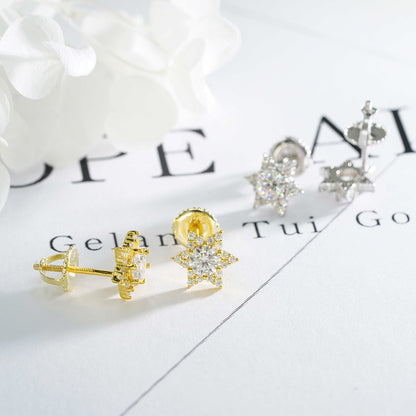 S925 Sterling Silver Flower Moissanite Stud Earrings | D Color VVS1 Floral Bling | Caratix