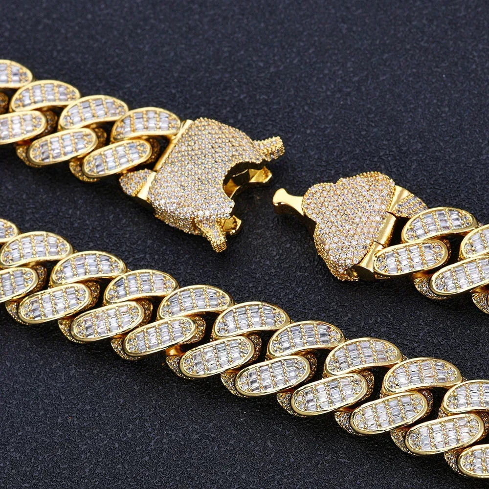 18mm Triple Row T-Cut Zircon Cuban Link Bracelet for Men | Caratix Jewelry - CaratixJewelry