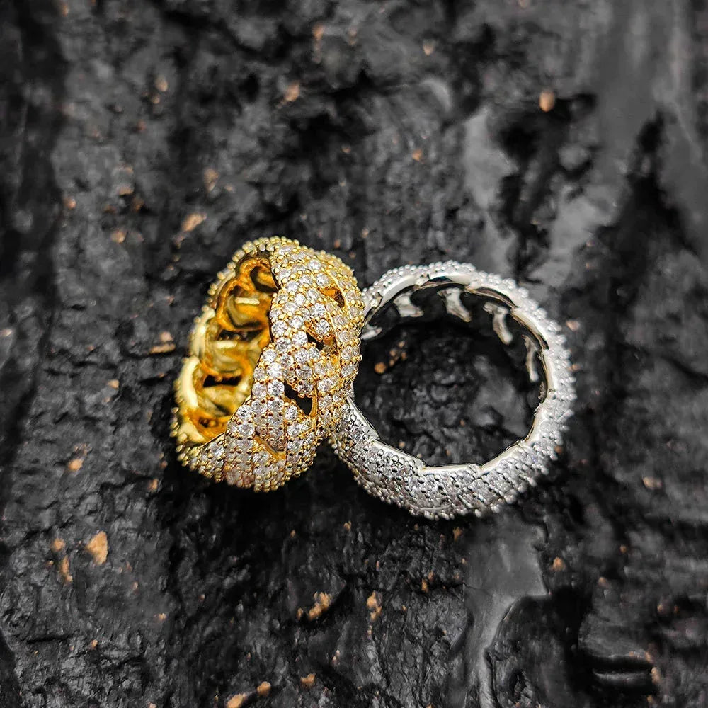 10mm Bubble Cuban Ring with Full Zircon for Men | Trendy Hip Hop Jewelry | Caratix Jewelry - CaratixJewelry
