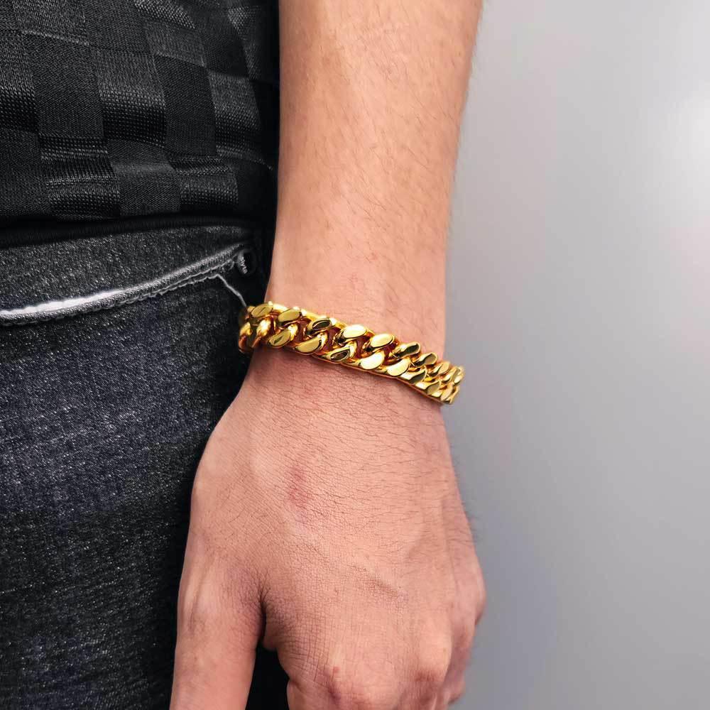 Four-Sided Cut Miami Cuban Chain Bracelet Caratix Jewelry - CaratixJewelry