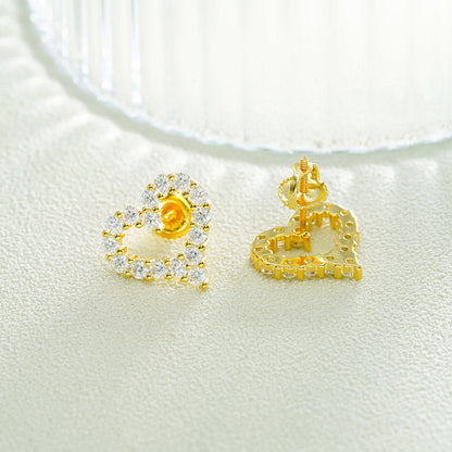 S925 Sterling Silver Heart-Shaped Moissanite Studs | D Color VVS1 Diamond Tester Proven | Caratix
