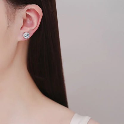 Moissanite Bezel Magnetic Earrings - 925 Sterling Silver | Caratix