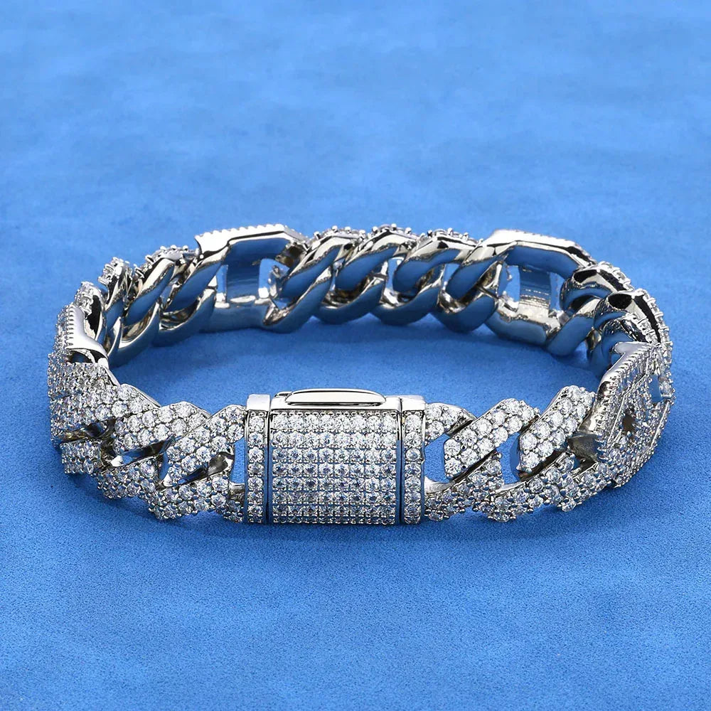Custom 15mm Mariner Rhombus Cuban Bracelet Iced Out Jewelry | Caratix - CaratixJewelry