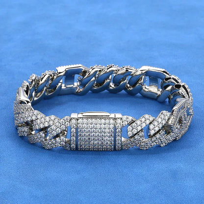 Custom 15mm Mariner Rhombus Cuban Bracelet Iced Out Jewelry | Caratix - CaratixJewelry