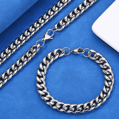 Lobster Clasp Stainless Steel Cuban Link Necklace Hip Hop Bling for Men & Women | Caratix Jewelry - CaratixJewelry