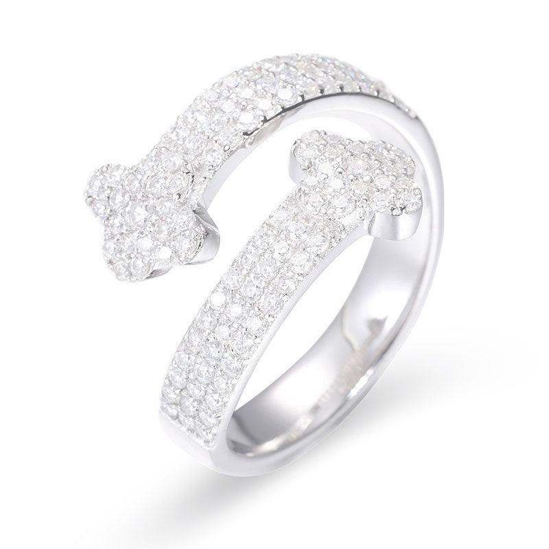 Adjustable Moissanite Men's Ring Iced Out Silver | Caratix
