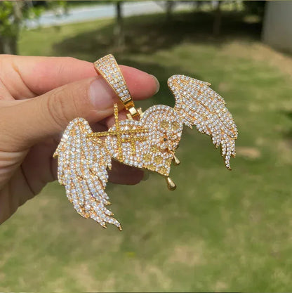 Unisex Angel Wings Love Necklace | Premium Copper CZ Freedom Jewelry - CaratixJewelry