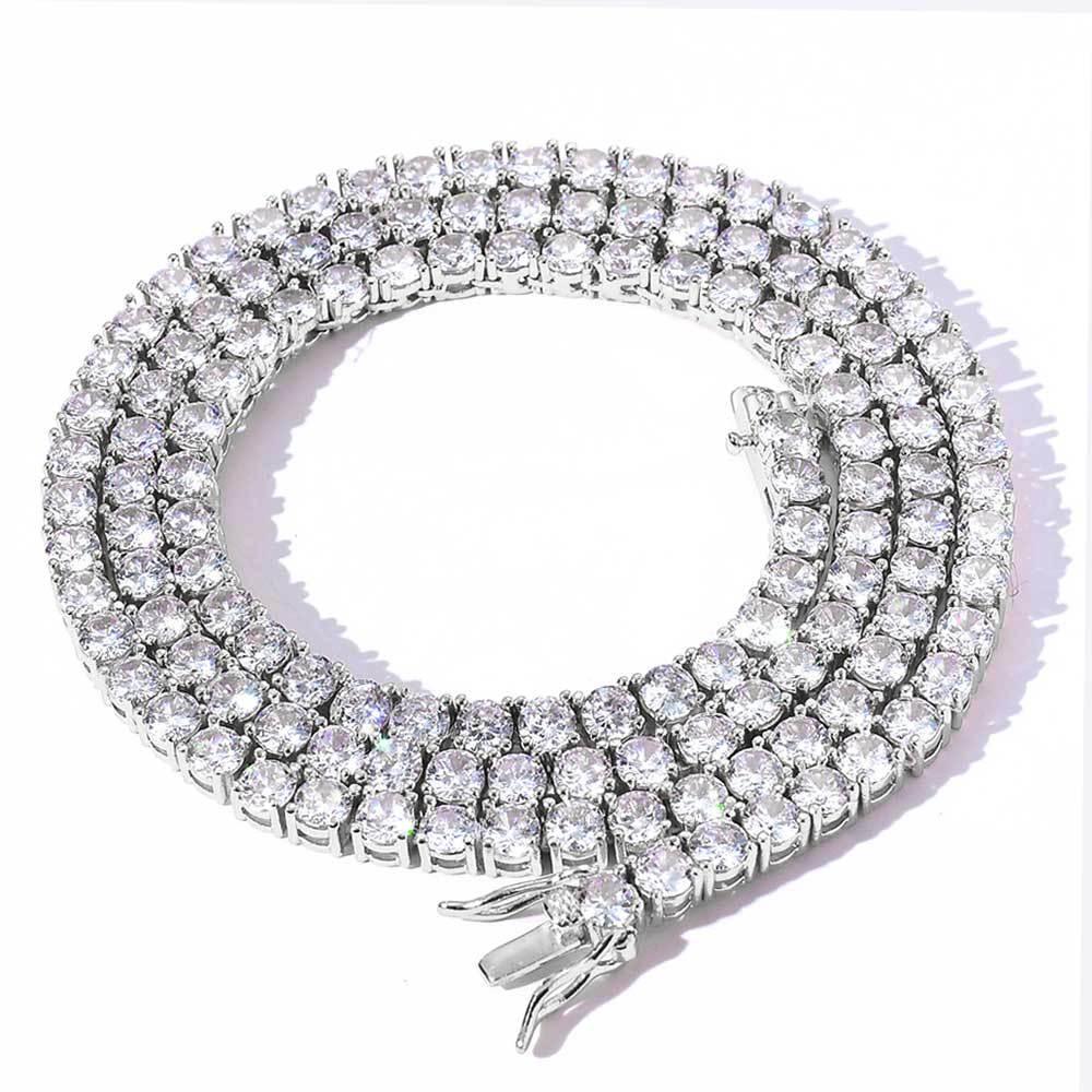 3mm Moissanite Tennis Chain for Men – S925 Sterling Silver Minimalist Luxury Hip Hop Necklace - CaratixJewelry