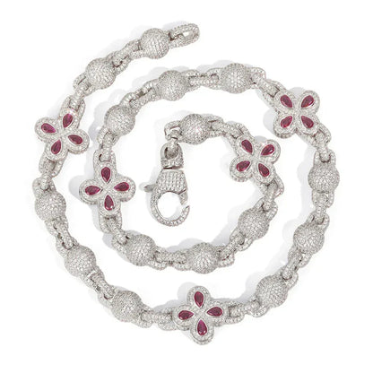 Custom 10mm Color Gemstone Ball Chain | Fully Iced Clasp Hip Hop Bling | Caratix - CaratixJewelry