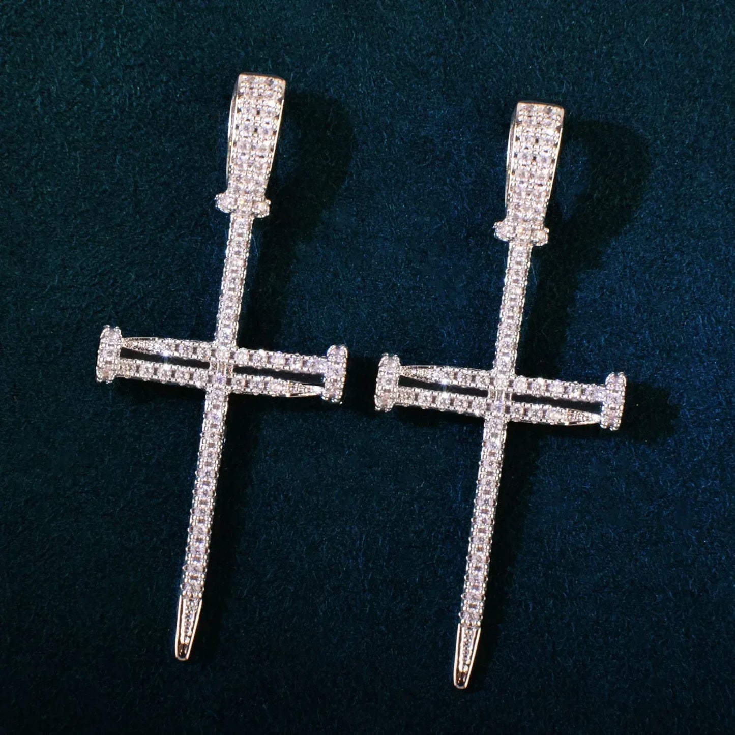 Nail Cross Pendant Necklace | CZ Iced Out Hip Hop Men’s Streetwear Jewelry - CaratixJewelry