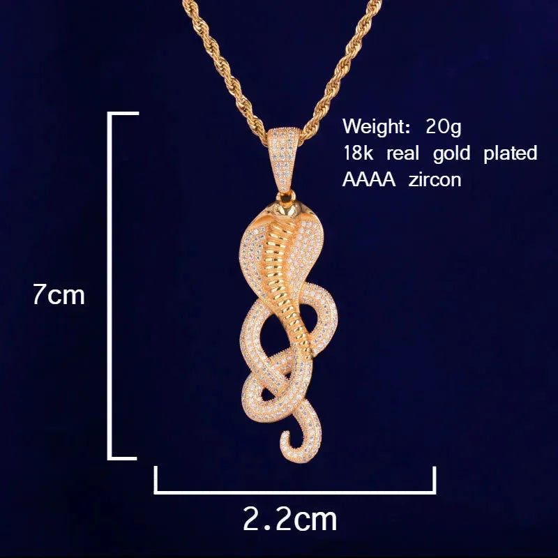 Men's Cobra Snake Necklace | Premium Copper CZ Green Eye Viper Caratix - CaratixJewelry