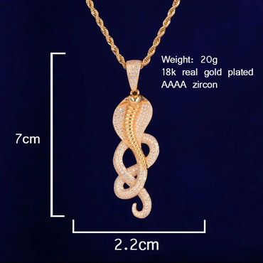 Men's Cobra Snake Necklace | Premium Copper CZ Green Eye Viper Caratix - CaratixJewelry