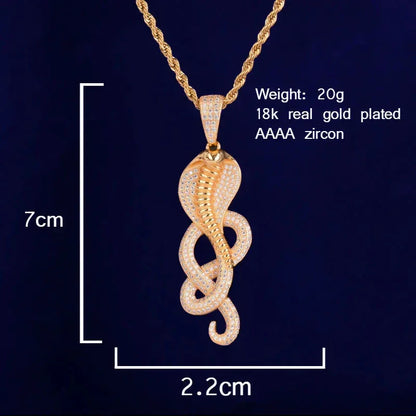 Men's Cobra Snake Necklace | Premium Copper CZ Green Eye Viper Caratix - CaratixJewelry