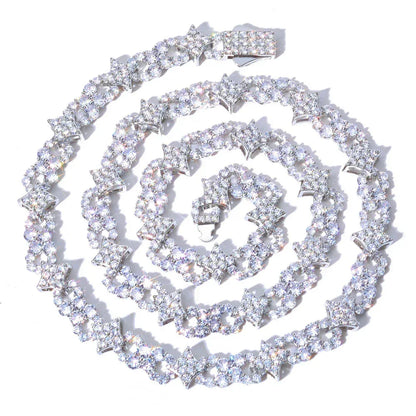 12mm Star Moissanite Cuban Link Chain – S925 Sterling Silver Iced-Out Hip Hop Men’s Luxury Streetwear Necklace - CaratixJewelry