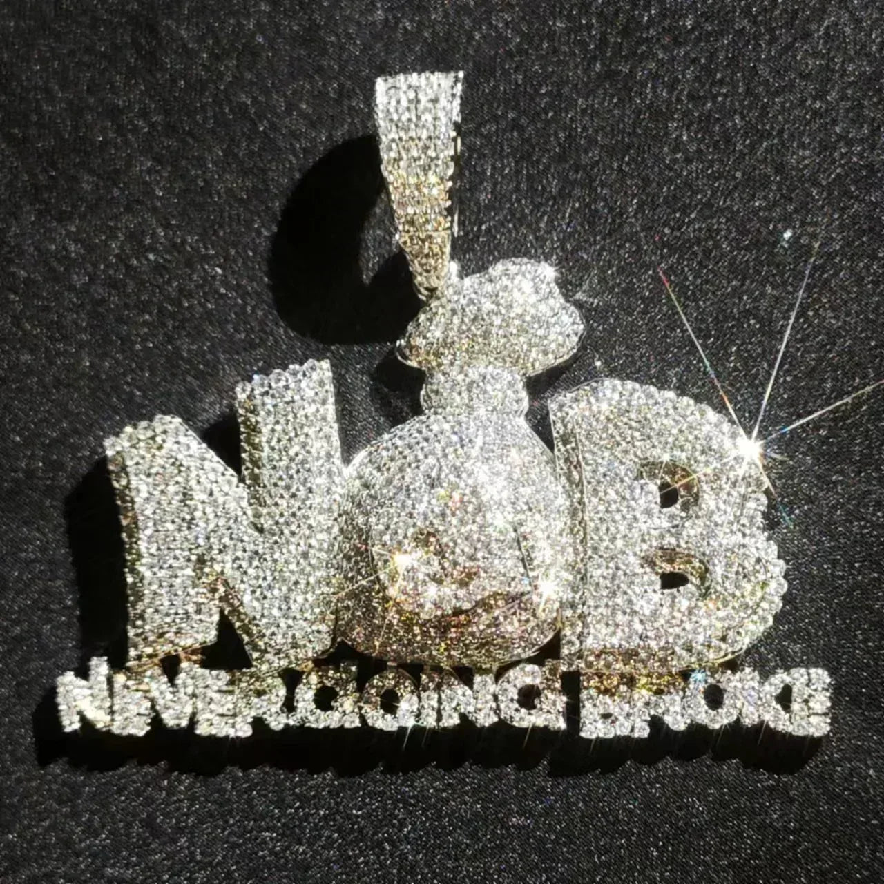 N&B Letter Pendant Necklace | CZ Iced Out Hip Hop Unisex Trend Jewelry - CaratixJewelry