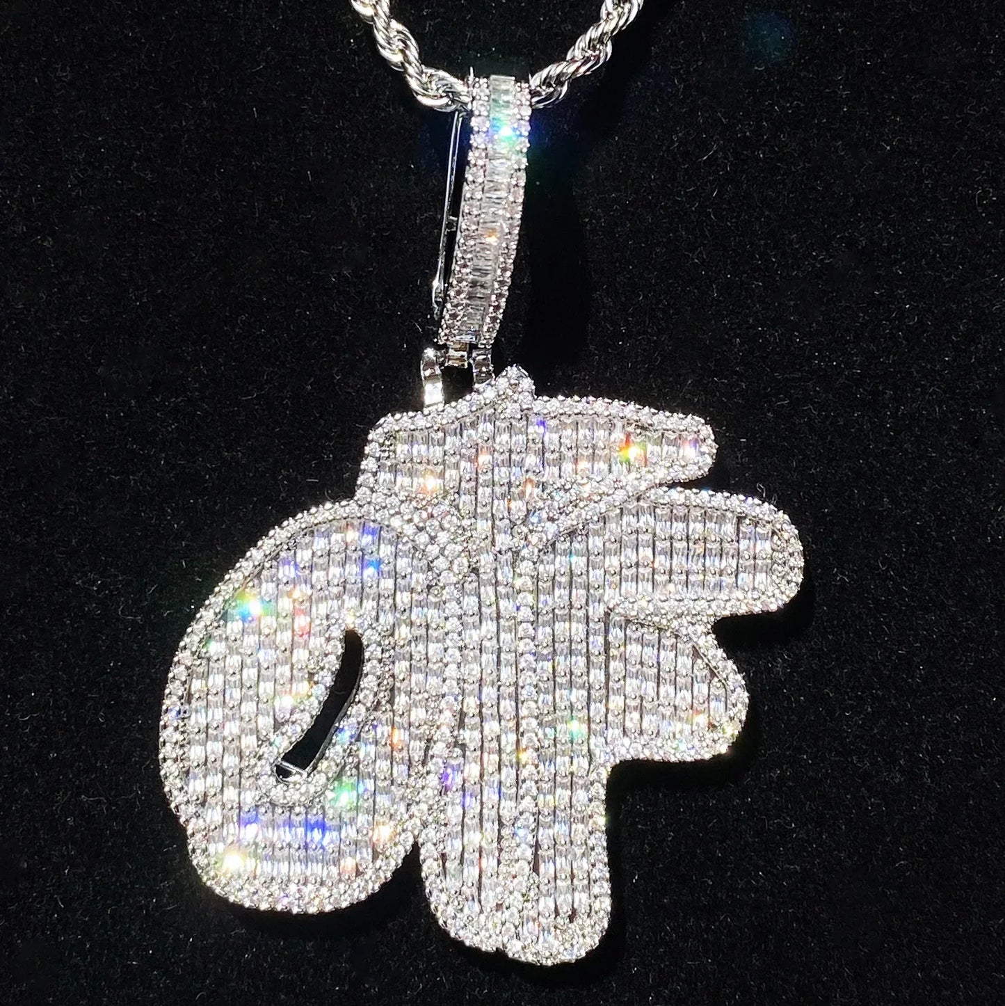 Iced Out "OTF" Letter Pendant for Women | Ladies Real Copper CZ Necklace - CaratixJewelry