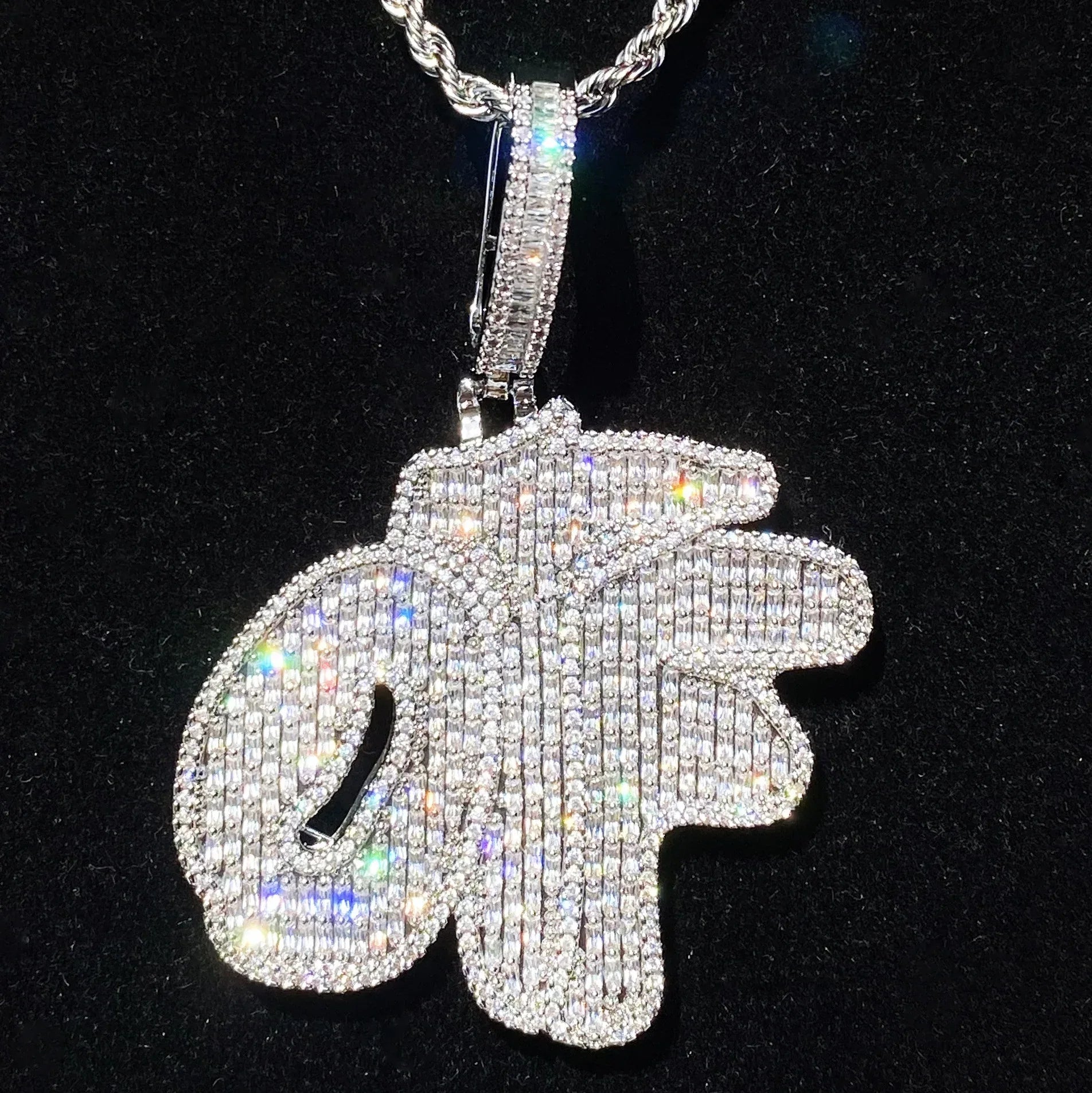 Iced Out "OTF" Letter Pendant for Women | Ladies Real Copper CZ Necklace - CaratixJewelry