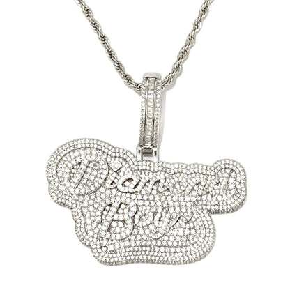 Iced Out " Boyz" Letter Pendant | Men's Real Copper CZ Necklace - CaratixJewelry