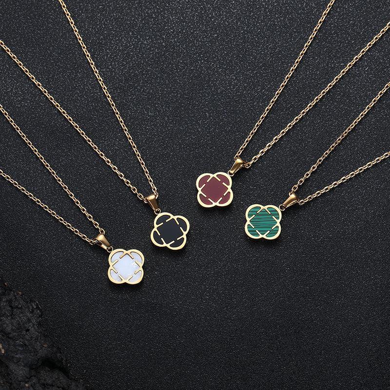 Minimal Floral Charm Pendant Necklace Stainless Steel for Women | Caratix Jewelry - CaratixJewelry
