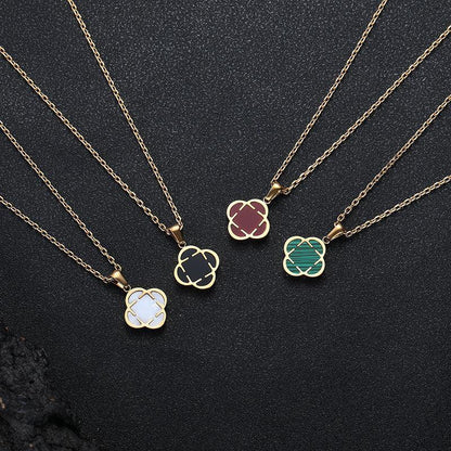 Minimal Floral Charm Pendant Necklace Stainless Steel for Women | Caratix Jewelry - CaratixJewelry