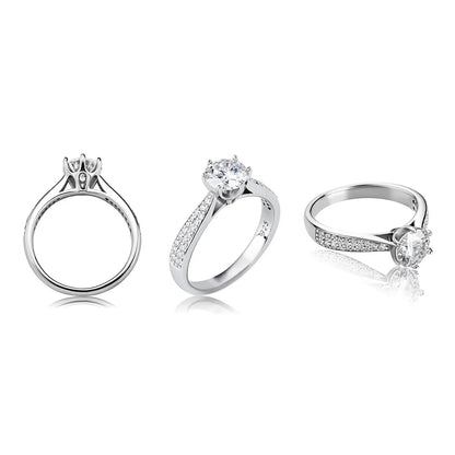 D Color VVS1 Moissanite Ring | S925 Silver Platinum Plated | Caratix