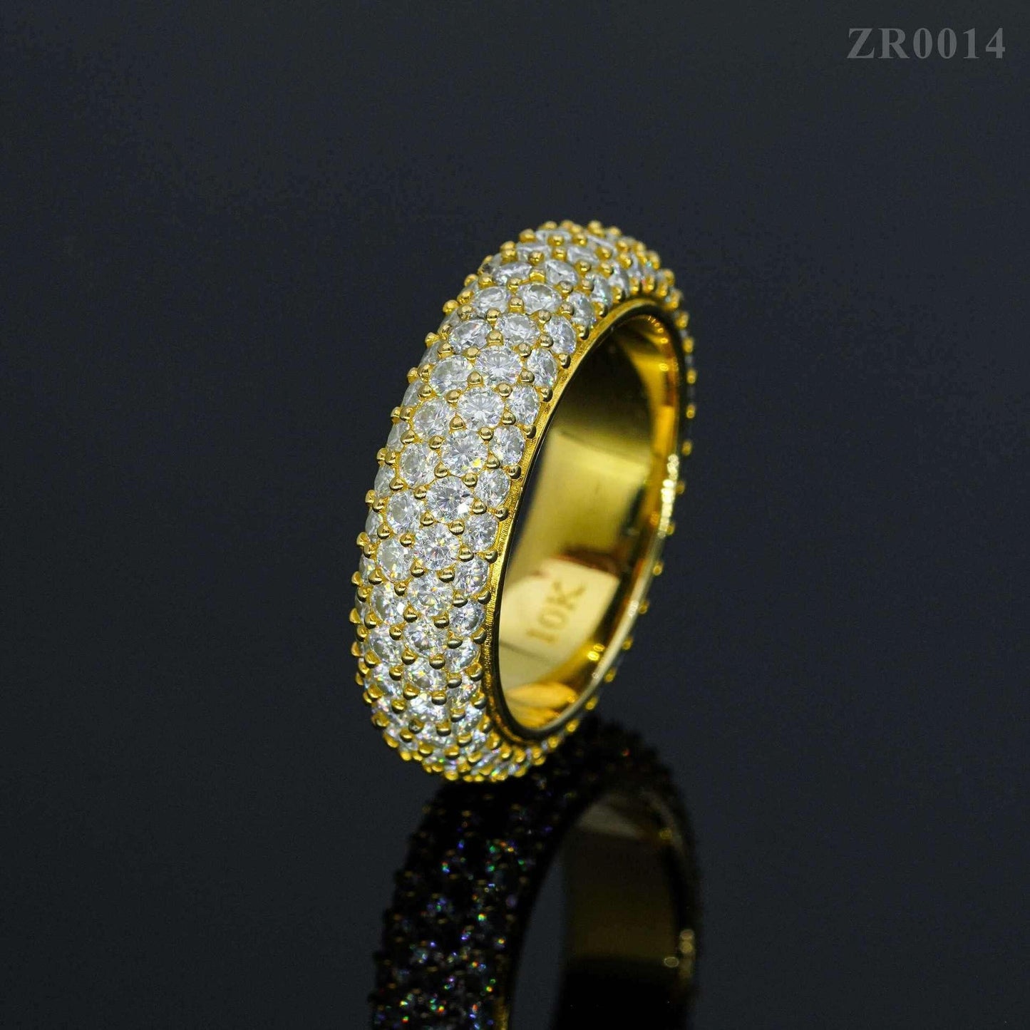 VVS Moissanite 4-Row Iced Out Ring | S925 Silver Unisex Hip Hop Jewelry - CaratixJewelry