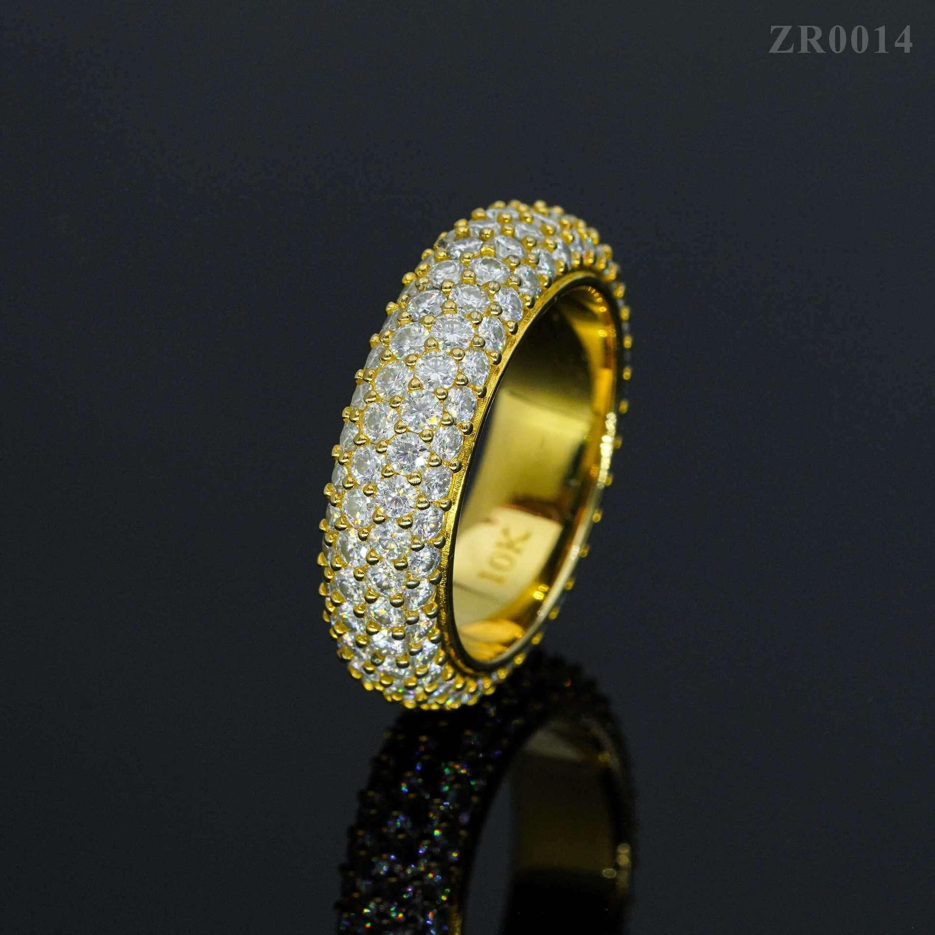 VVS Moissanite 4-Row Iced Out Ring | S925 Silver Unisex Hip Hop Jewelry - CaratixJewelry