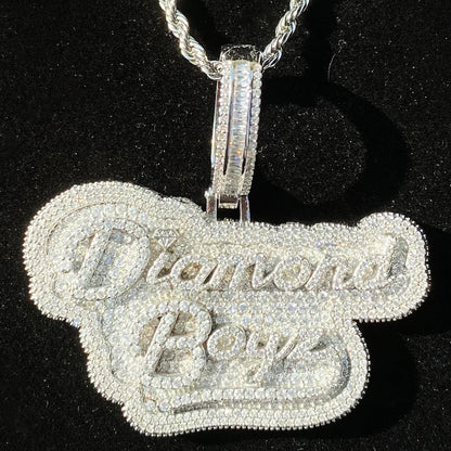 Iced Out " Boyz" Letter Pendant | Men's Real Copper CZ Necklace - CaratixJewelry