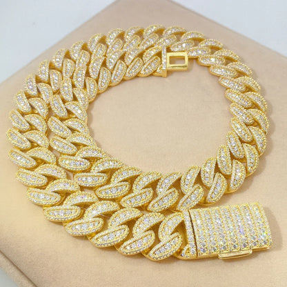 20mm Moissanite Cuban Link Necklace | S925 Silver Iced Out Chain - CaratixJewelry