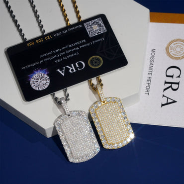 2026 New S925 Sterling Silver Moissanite Rectangle Pendant | Iced Out Bar Charm | Caratix
