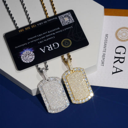 2026 New S925 Sterling Silver Moissanite Rectangle Pendant | Iced Out Bar Charm | Caratix