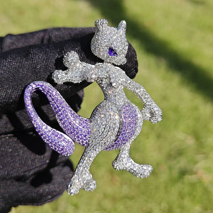 Iced Out Mystic Creature Pendant Necklace – Hip Hop CZ Cartoon Jewelry Trend - CaratixJewelry