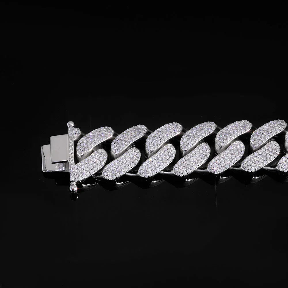 22mm Four Row Cuban Chain Necklace Zircon - CaratixJewelry