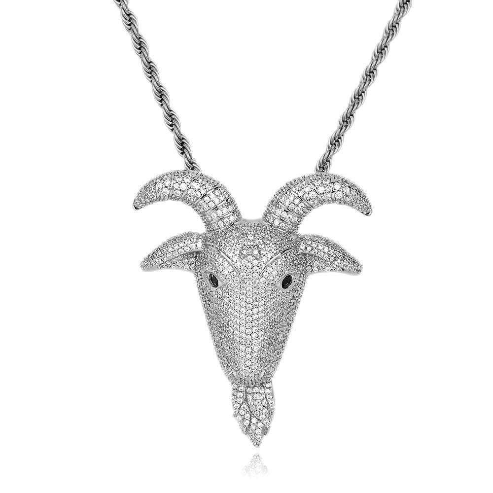 Goat Head Pendant Necklace with Micro-Pave Zircon for Men | Caratix Jewelry - CaratixJewelry